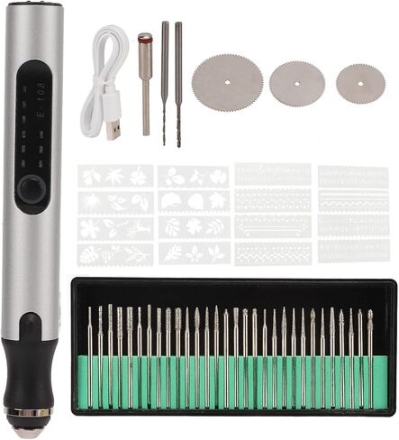 Electric Engraving Pen with Aluminum Alloy Body, Silver Finish, Mini Micro Engraver Design, Featuring Intelligent Overload Protection Chip for Safe, Ideal for Personaliz in Kuwait