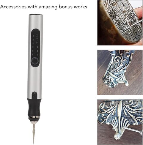 Electric Engraving Pen with Aluminum Alloy Body, Silver Finish, Mini Micro Engraver Design, Featuring Intelligent Overload Protection Chip for Safe, Ideal for Personaliz in Kuwait