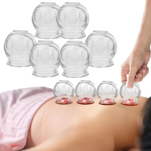 Healifty 6Pcs Cupping Therapy Sets: Glass Fire Thick Glass Cupping Set Chinese Acupoint Vacuum Cupping Therapy for Massage Back Relieve Fatigue in Saudi Arabia
