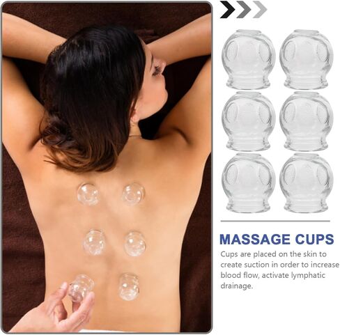 Healifty 6Pcs Cupping Therapy Sets: Glass Fire Thick Glass Cupping Set Chinese Acupoint Vacuum Cupping Therapy for Massage Back Relieve Fatigue in Saudi Arabia