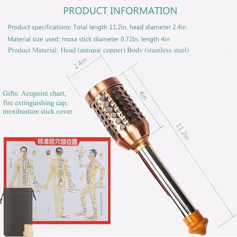 Moxa Stick Burner Holder Moxibustion Tool,Portable Moxa Strips Burner Holder,Stainless Steel Wormwood Mugwort Moxibustion Box Healing Tool in Kuwait