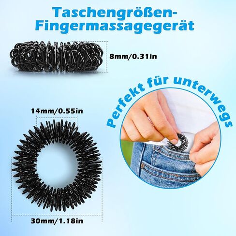 12-Piece Acupressure Ring, Finger Massage Ring Set for Stress Relief, Relaxation and Promote Blood Circulation, 30 mm, Fidget Ring (Gold/Silver/Black) in Saudi Arabia