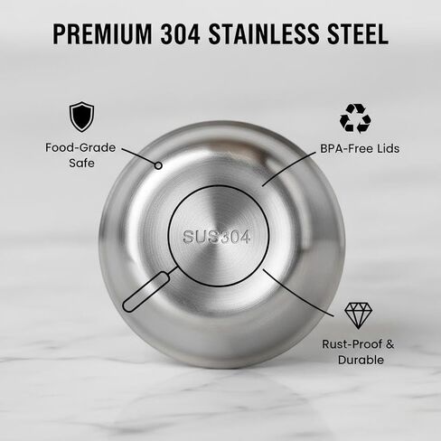 6pcs 1.6oz من أكواب الصوآل المصنوعة من الفولاذ المقاوم للصدأ مع أغطية مقاومة للتسرب - مثالية للسلطات والانخفاضات والصلصات. تصميم محمول مثالي للنزهات والسفر وإعداد الوجبات. قابل لإعادة الاستخدام وسهلة التنظيف in Saudi Arabia