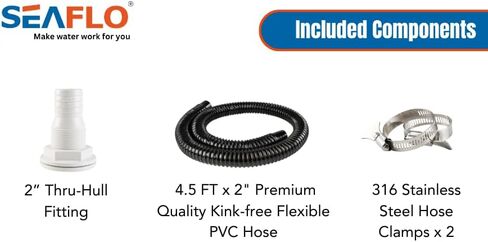 SEAFLO Bilge Pump Installation Kit with Hose, Clamps, and Thru Hull Fitting in Saudi Arabia