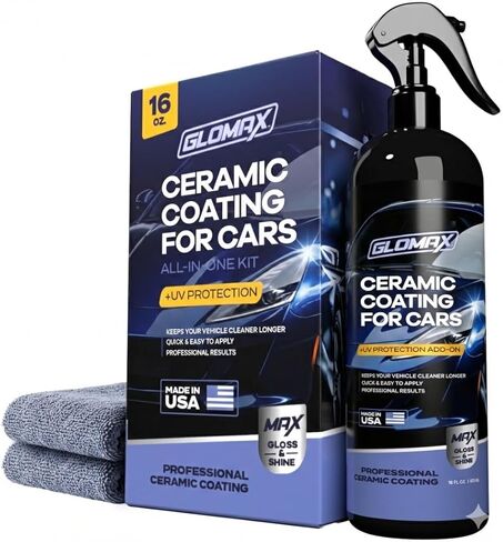 Ceramic Coating For Cars (16 oz.) - Hydrophobic Ceramic Car Wax Spray With Added UV PROTECTION - LONG LASTING Shiny Car Stuff - Spray Wax For Cars With 2 Micro Fiber Towels, Waterless Wash in Kuwait
