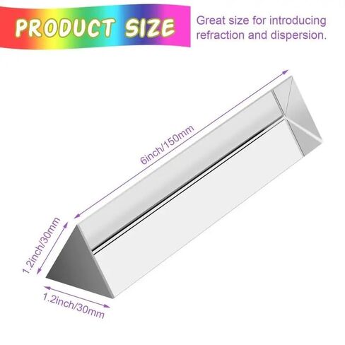 30 * 30 * 150Mm Triangular Crystal Prism, Optical Glass Prisma, Prisms Photography Filter, Spectrum Physics Prisme for Photo in Saudi Arabia