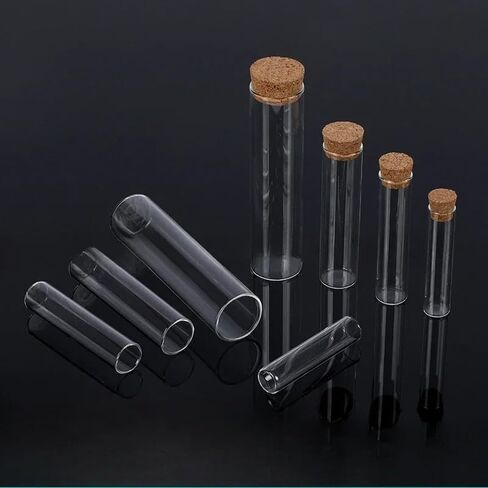 Dia 12mm to 30mm Transparent Clear Lab Flat Bottom Thickening Glass Test Tube with Cork Stoppers(12x75mm 100pcs) in Saudi Arabia