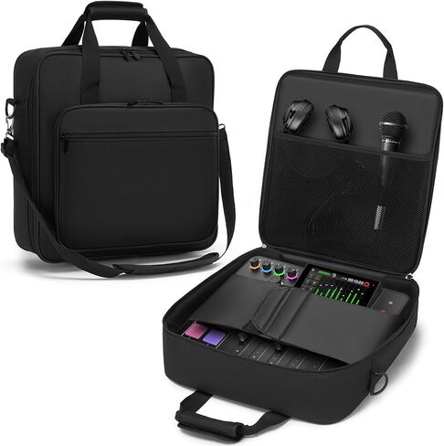 حقيبة Gig لوحدة التحكم DJ، حقيبة سفر مبطنة من النايلون مع حزام قابل للإزالة - متوافقة مع Rodecaster Pro II، TC Helicon GoXLR، MG10XU 10 Channel Mixer Board (15.4 بوصة × 15 بوصة × 5.1 بوصة) in Kuwait