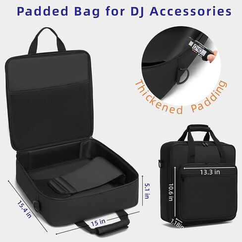 حقيبة Gig لوحدة التحكم DJ، حقيبة سفر مبطنة من النايلون مع حزام قابل للإزالة - متوافقة مع Rodecaster Pro II، TC Helicon GoXLR، MG10XU 10 Channel Mixer Board (15.4 بوصة × 15 بوصة × 5.1 بوصة) in Kuwait