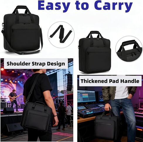 حقيبة Gig لوحدة التحكم DJ، حقيبة سفر مبطنة من النايلون مع حزام قابل للإزالة - متوافقة مع Rodecaster Pro II، TC Helicon GoXLR، MG10XU 10 Channel Mixer Board (15.4 بوصة × 15 بوصة × 5.1 بوصة) in Kuwait