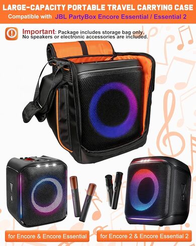 حقيبة حمل مطورة لجهاز JBL PartyBox Encore Essential/Essential 2، حقيبة حمل مكبر صوت محمولة للسفر لغطاء تخزين Encore 2 مع حزام كتف وميكروفون، شاحن، جيوب ملحقات الكابل in Kuwait