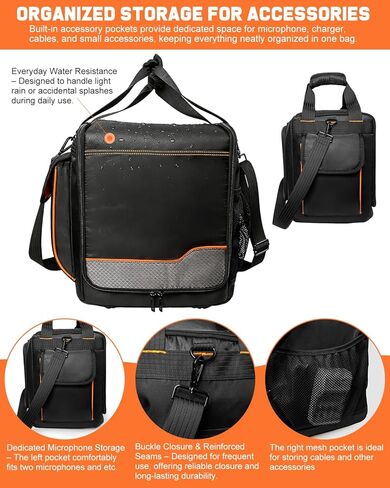 حقيبة حمل مطورة لجهاز JBL PartyBox Encore Essential/Essential 2، حقيبة حمل مكبر صوت محمولة للسفر لغطاء تخزين Encore 2 مع حزام كتف وميكروفون، شاحن، جيوب ملحقات الكابل in Kuwait