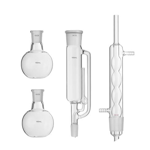 150ml 19/26 Glass Soxhlet Extractor Allihn Condenser Ball Shape W/One 150ml Flat Bottom Flask in Saudi Arabia