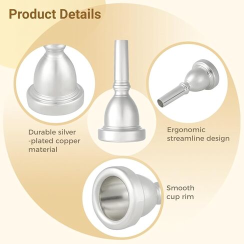 Silver-Plated Copper Tuba Mouthpiece, Standard Tuba Accessory, Replacement Part For Tuba Players, Comfortable And in Saudi Arabia