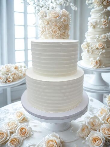 FromJennWithLove كعكة وهمية بطبقتين - كعكة عرض عاجية بطول 8 بوصات - مثالية لحفلات الزفاف والحفلات وتدريبات الإعداد ومخططي الأحداث. صنع في الولايات المتحدة الأمريكية. in Kuwait