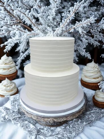 FromJennWithLove كعكة وهمية بطبقتين - كعكة عرض عاجية بطول 8 بوصات - مثالية لحفلات الزفاف والحفلات وتدريبات الإعداد ومخططي الأحداث. صنع في الولايات المتحدة الأمريكية. in Kuwait