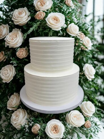 FromJennWithLove كعكة وهمية بطبقتين - كعكة عرض عاجية بطول 8 بوصات - مثالية لحفلات الزفاف والحفلات وتدريبات الإعداد ومخططي الأحداث. صنع في الولايات المتحدة الأمريكية. in Kuwait