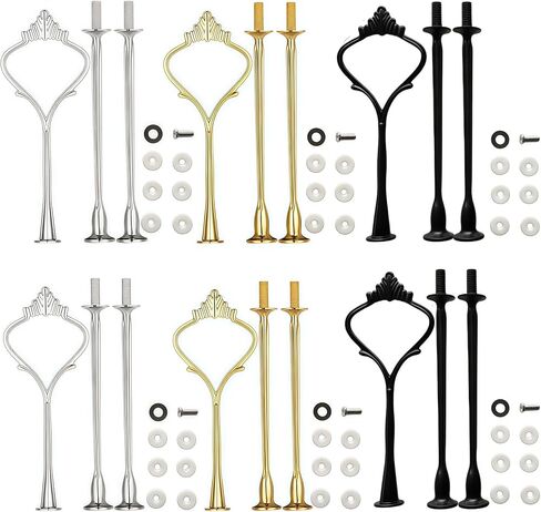 6 Sets of 3 Tier Cake Stand Hardware Kit, Metal Fruit Plate Stand Handle Fitting Hardware, with Crown Type Cake Tray Stacking Kit in Kuwait