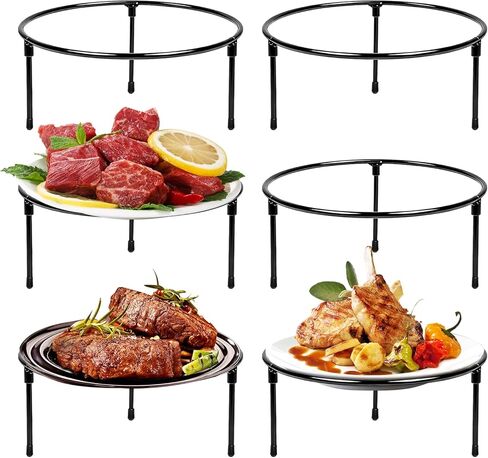 6 Pcs Pizza Stand Holder, 8.5 Inch Black Round Pizza Tray Riser Rack Metal Wire Pizza Pan Riser Stands for Serving, Metal Display Stands for Home, Restaurant and Party in Kuwait