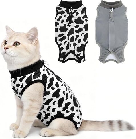 Beautyzoo 2 Pack Cat Recovery Suit ، Cat Onesie for Cats بعد الجراحة أنثى ذكر ، هريرة التعقيم الخالد الجراحي. in Kuwait
