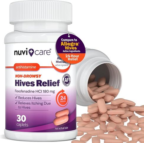 دواء حساسية خلايا النحل للبالغين والأطفال بعمر 12 عامًا فما فوق - فيكسوفينادين 180 ملغ - تركيبة مضادات الهيستامين غير المسببة للنعاس لمدة 24 ساعة - عام لخلايا أليجرا - أقراص تخفيف الحساسية غير المسببة للنعاس (30 قرصًا) in Kuwait