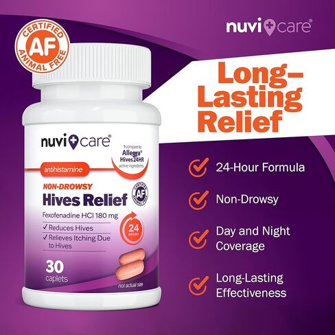 دواء حساسية خلايا النحل للبالغين والأطفال بعمر 12 عامًا فما فوق - فيكسوفينادين 180 ملغ - تركيبة مضادات الهيستامين غير المسببة للنعاس لمدة 24 ساعة - عام لخلايا أليجرا - أقراص تخفيف الحساسية غير المسببة للنعاس (30 قرصًا) in Kuwait