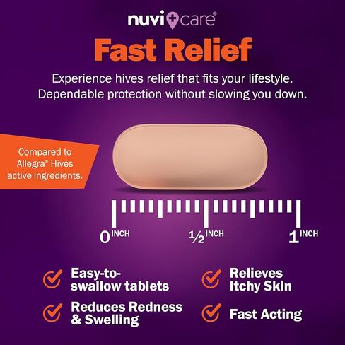 دواء حساسية خلايا النحل للبالغين والأطفال بعمر 12 عامًا فما فوق - فيكسوفينادين 180 ملغ - تركيبة مضادات الهيستامين غير المسببة للنعاس لمدة 24 ساعة - عام لخلايا أليجرا - أقراص تخفيف الحساسية غير المسببة للنعاس (30 قرصًا) in Kuwait