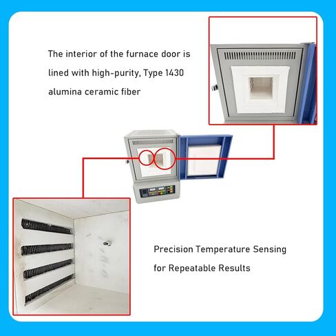 110V 2.5KW 1200°C Programmable Muffle Furnace for Laboratory Sintering & Heat Treatment 51-Stage PID Control 5.90"*5.90"*5.90" in Kuwait