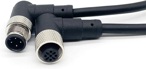 6.56Ft M12 4Pin موصل كابل رمز الزاوية اليمنى ذكر إلى أنثى مقبس التوصيل مستشعر الطيران الكهربائية PVC IP67 تصنيف 250V / 4A كابل غير محمي للصناعة والطيران AWG22 (2M PVC) in Kuwait