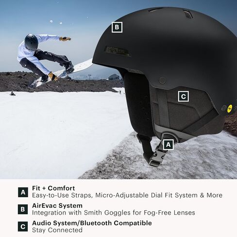 Smith Rodeo Round Contour Snow Helmet – Adult Ski & Snowboard Helmet with MIPS Technology, Adjustable Fit, Ear Padding & Ventilation in Saudi Arabia