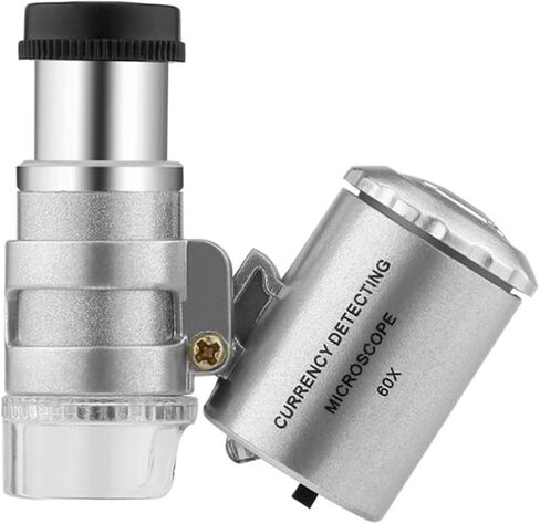 مجهر جيب صغير 60x محمول منظار تكبير بإضاءة Led مع حقيبة تخزين لملاحظات المجوهرات مجهر رقمي in Kuwait