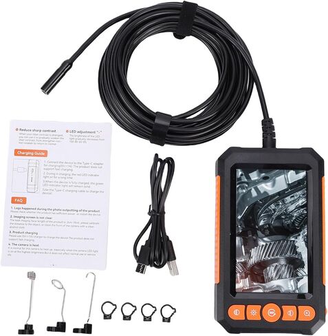 Industrial Endoscope, 4.3 Inch HD Screen 8mm Lens Endoscope, 10M Semi Hard Cable with Adjustable LED Lights, Ideal for Car, Pipe & Machinery Inspection in Saudi Arabia