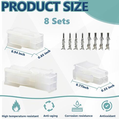 8 مجموعات متطابقة من 4 دبابيس، (4 دوائر) مع موصل طرفي مجعد مقاس 18-24 AWG، متوافق مع مجموعات موصلات موليكس، مقاوم للتآكل، سهل التركيب in Kuwait