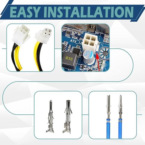 8 مجموعات متطابقة من 4 دبابيس، (4 دوائر) مع موصل طرفي مجعد مقاس 18-24 AWG، متوافق مع مجموعات موصلات موليكس، مقاوم للتآكل، سهل التركيب in Kuwait