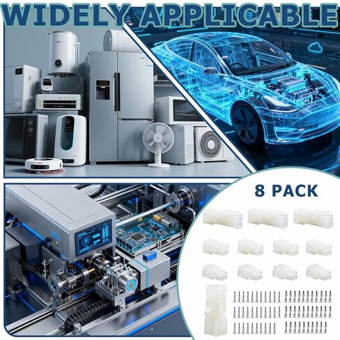 8 مجموعات متطابقة من 4 دبابيس، (4 دوائر) مع موصل طرفي مجعد مقاس 18-24 AWG، متوافق مع مجموعات موصلات موليكس، مقاوم للتآكل، سهل التركيب in Kuwait