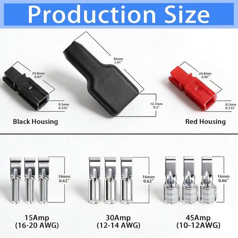 15/30/45 Amp Connectors Assortment Kit Quick Disconnect Battery Modular Terminals AWG10-20 Red Black Housing Connects Set Kit Come Harness Plug Gauge Cables Battery Set Car in Kuwait