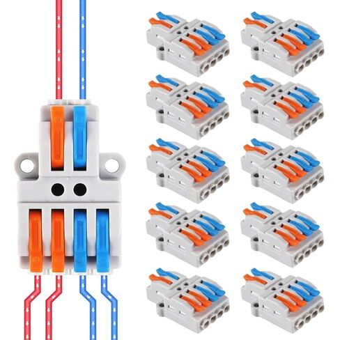 10pcs Lever Wire Connectors 2 in 4 Out Quick Wiring Cable Connector Compact Wire Terminal Block for 28-12 AWG, 28-14 AWG in Saudi Arabia
