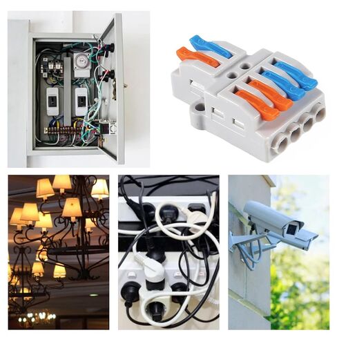 10pcs Lever Wire Connectors 2 in 4 Out Quick Wiring Cable Connector Compact Wire Terminal Block for 28-12 AWG, 28-14 AWG in Saudi Arabia