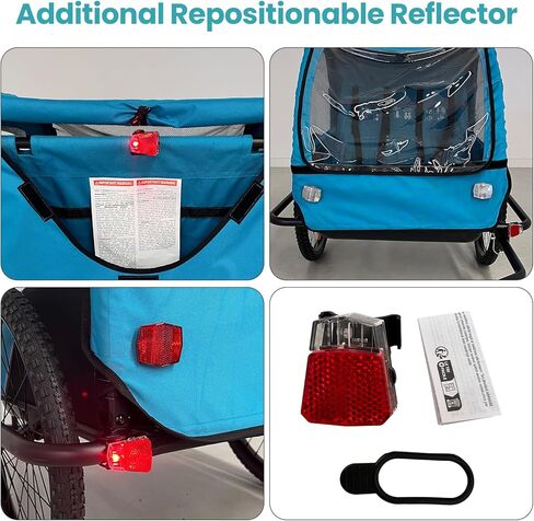 Sepnine Kids Bike Trailer, 2 in1 Canopy Carrier Converts to Pushcart Suitable for 1 to 2 Kids, 12+ Months, Quick Attach to Bike, Foldable, with 5-Point Harness and Storage Bags in Kuwait