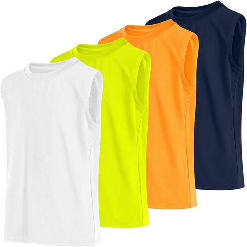 Poroka Cooraby 4 Pack Boys Dry-Fit Active Performance Tank Top Ocleveless Procession Therct in Kuwait