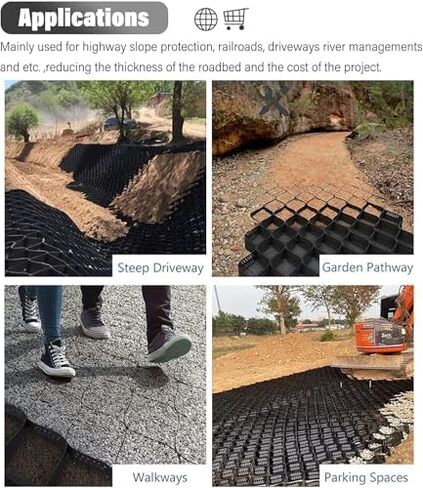 Robust Gravel Stabilization Grids for Driveways & Paths Honeycomb Permeable Paving Grids (6x8 m) Durable Ground Reinforcement Solutions in Kuwait