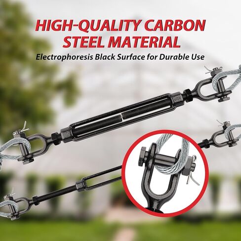 3/4 x 9 Inch Turnbuckles Black Forged Steel Jaw and Jaw Turnbuckle 5,200 lbs WLL for Cable Rail Rigging Wire Rope Tension Sun Shade Sail Tent Deck Outdoor Use, 2-Pack in Kuwait