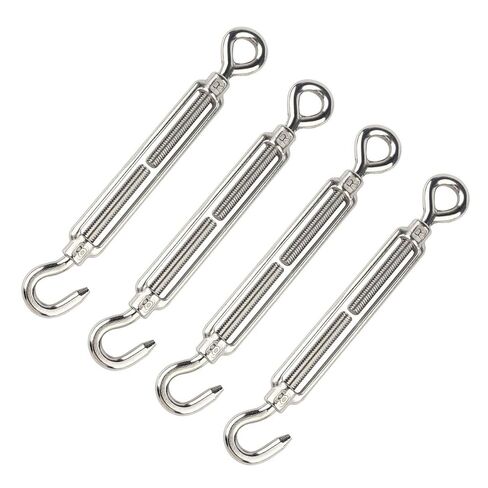 304 خطاف وخطاف من الفولاذ المقاوم للصدأ وصلة ربط المقطورة شديدة التحمل M4 M6 M8 شداد قابل للتعديل لشد الشراع الظل سلك كابل معدني 5/32 1/4 5/16 حبل درابزين، 4 قطع M6 in Kuwait