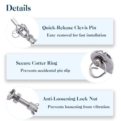 Jaw & Jaw Turnbuckle, Sunxer Tool Turnbuckles 304 Stainless Steel Heavy Duty Adjustable Tensioner for Cable Tensioning Shade Sails Tractor 1100 lbs Load (1/2" (M12)-2pcs) in Kuwait