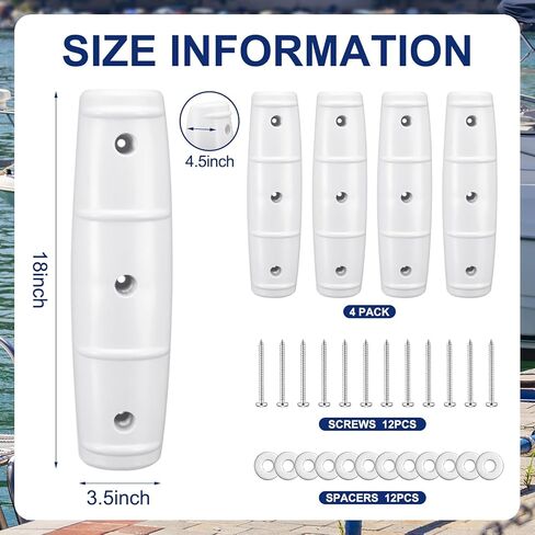 BBTO 4 Pack 18-inch Boat Fenders for Docking Straight Edge Dock Bumpers Uv-Resistant Marine Boat Dock Bumpers for Docking Guard Horizontal Protection in Saudi Arabia