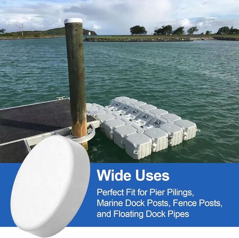 9" Marine Dock Piling Cap, Round Cover Cap for Fence/Boat/Dock/Post/Pole and Pylon Pipe, Heavy-Duty Polyethylene Flat Top Design to Protect Wood & Metal Pilings, Built for Long-Term Durability - 1Pcs in Kuwait