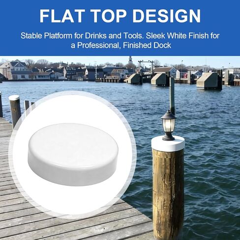 9" Marine Dock Piling Cap, Round Cover Cap for Fence/Boat/Dock/Post/Pole and Pylon Pipe, Heavy-Duty Polyethylene Flat Top Design to Protect Wood & Metal Pilings, Built for Long-Term Durability - 1Pcs in Kuwait