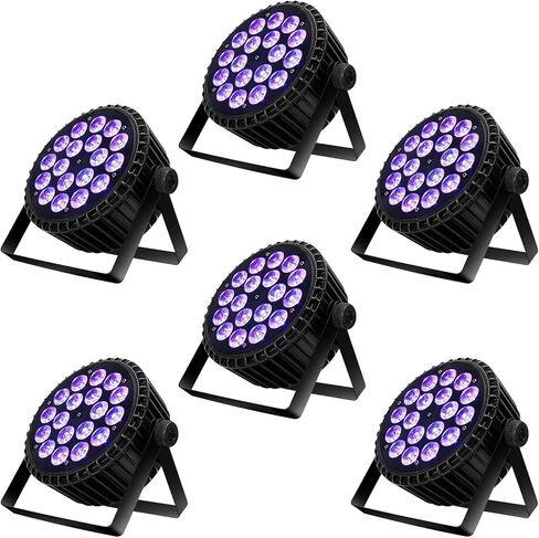 SHEHDS LED Stage Par Lights LED 18X18W DJ Stage Lights RGBWA+UV 6in1 Wash/Strobe Effect DMX512 Control Sound Activated Aluminum Alloy Shell Uplighting Lights for Concerts Family Party-1 Pack in Kuwait