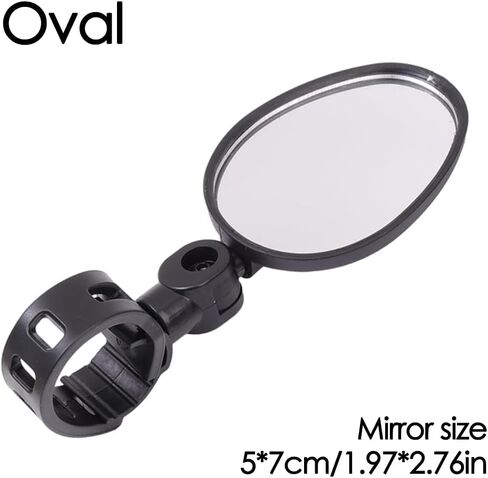 1Pcs Black Adjustable Rear View Mirror for Bikes, Universal Rearview Mirror for Handlebars, Wide Angle Convex Safety Mirrors for Bikes/Road/Mountain Bike (Oval, 7x5cm) in Saudi Arabia