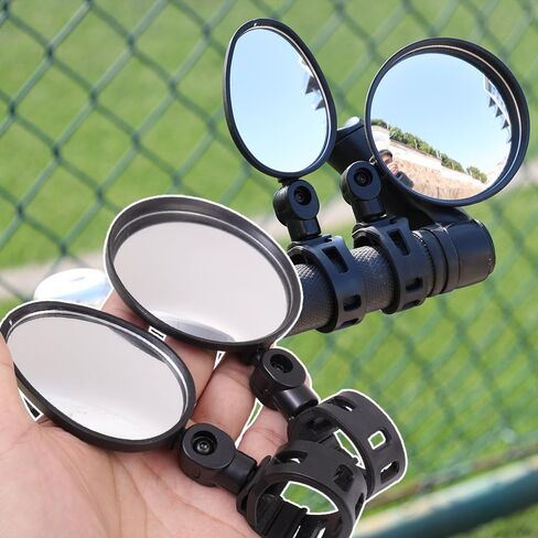 1Pcs Black Adjustable Rear View Mirror for Bikes, Universal Rearview Mirror for Handlebars, Wide Angle Convex Safety Mirrors for Bikes/Road/Mountain Bike (Oval, 7x5cm) in Saudi Arabia